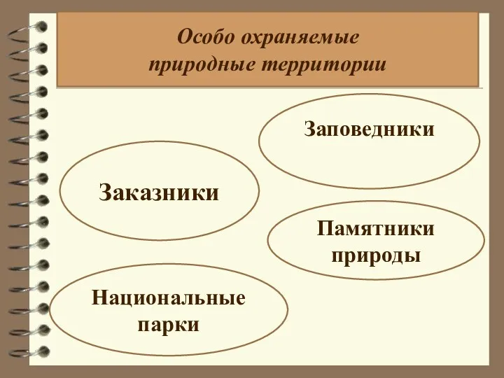 Особо охраняемые природные территории Заповедники Заказники Национальные парки Памятники природы