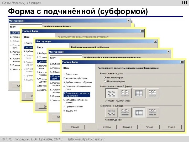 Форма с подчинённой (субформой)