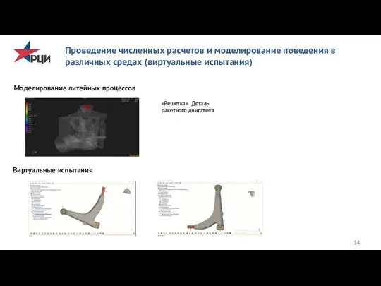 Моделирование литейных процессов «Решетка» Деталь ракетного двигателя Виртуальные испытания Проведение