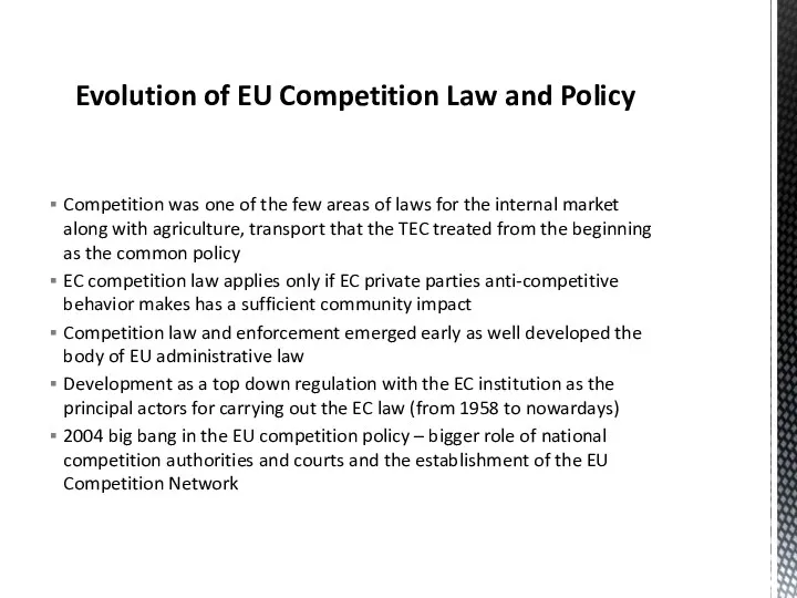 Competition was one of the few areas of laws for
