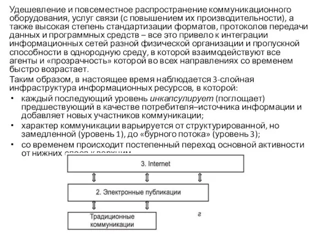 Удешевление и повсеместное распространение коммуникационного оборудования, услуг связи (с повышением