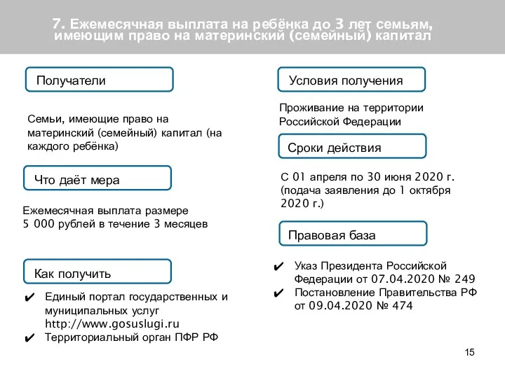 7. Ежемесячная выплата на ребёнка до 3 лет семьям, имеющим