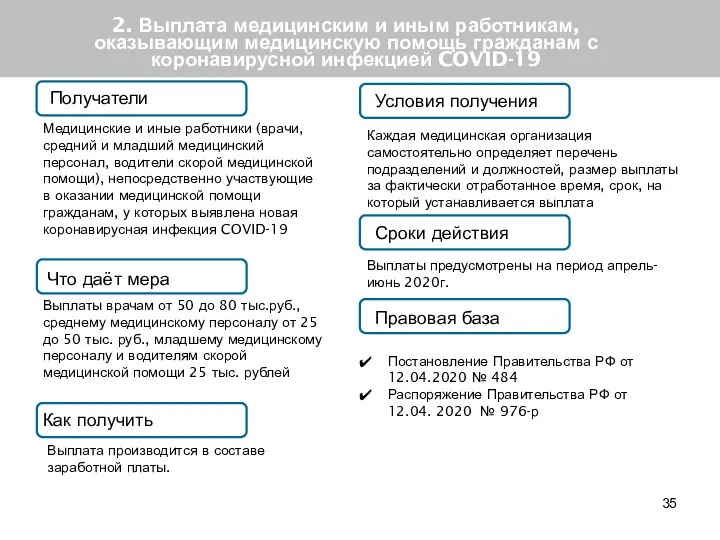 2. Выплата медицинским и иным работникам, оказывающим медицинскую помощь гражданам