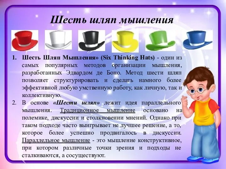 Шесть шляп мышления Шесть Шляп Мышления» (Six Thinking Hats) -