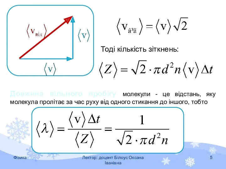 Довжина вільного пробігу молекули - це відстань, яку молекула пролітає