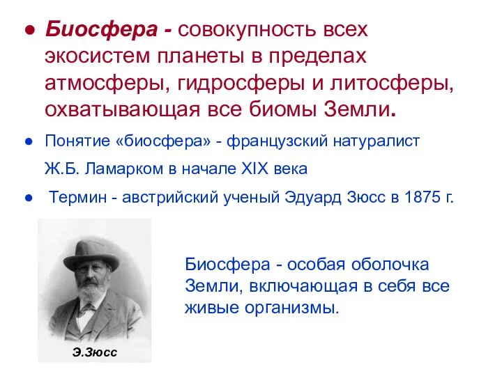 Биосфера - совокупность всех экосистем планеты в пределах атмосферы, гидросферы