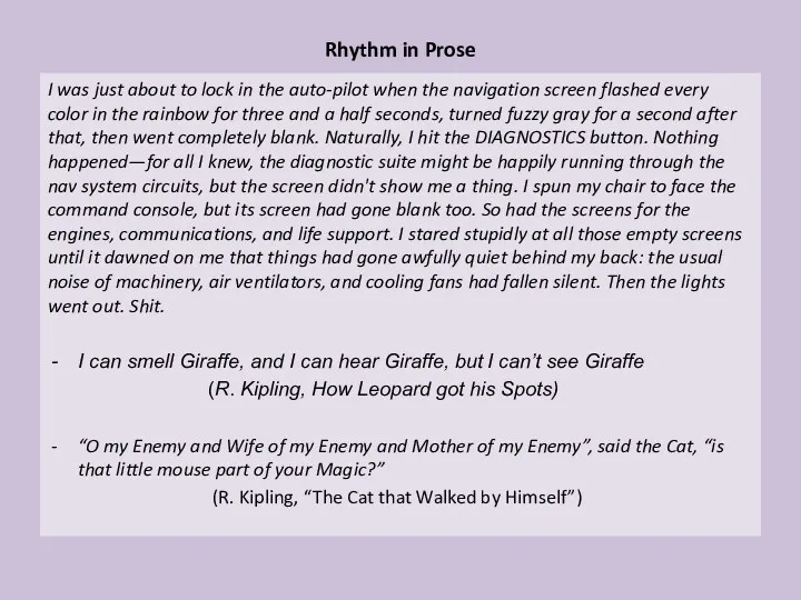 Rhythm in Prose I was just about to lock in