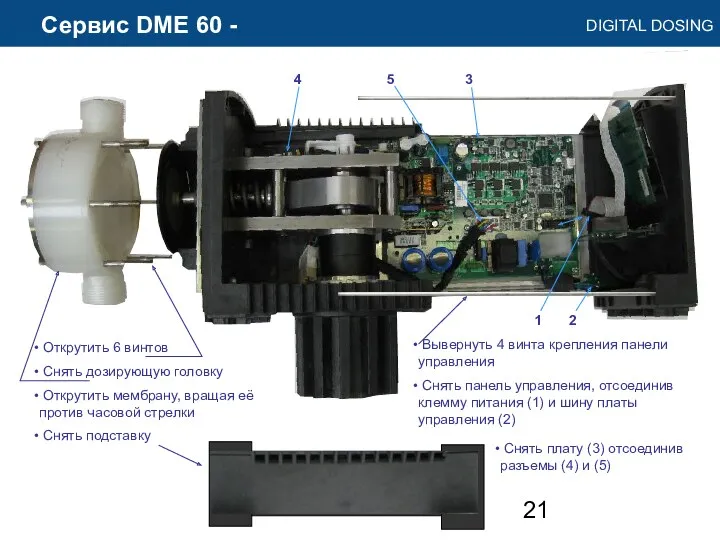 Сервис DME 60 - Открутить 6 винтов Снять дозирующую головку