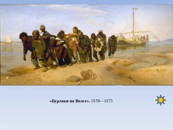 «Бурлаки на Волге». 1870—1873