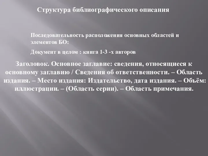 Заголовок. Основное заглавие: сведения, относящиеся к основному заглавию / Сведения