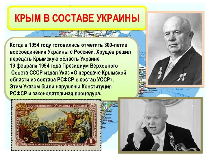 КРЫМ В СОСТАВЕ УКРАИНЫ Когда в 1954 году готовились отметить