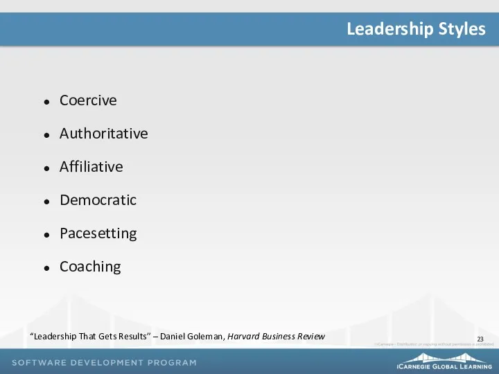 Coercive Authoritative Affiliative Democratic Pacesetting Coaching Leadership Styles “Leadership That Gets Results” –