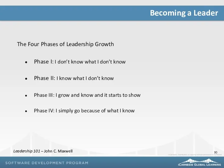 The Four Phases of Leadership Growth Phase I: I don’t know what I