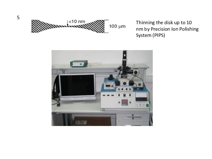 5 Thinning the disk up to 10 nm by Precision Ion Polishing System (PIPS)