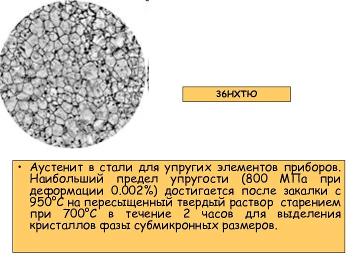 Аустенит в стали для упругих элементов приборов. Наибольший предел упругости