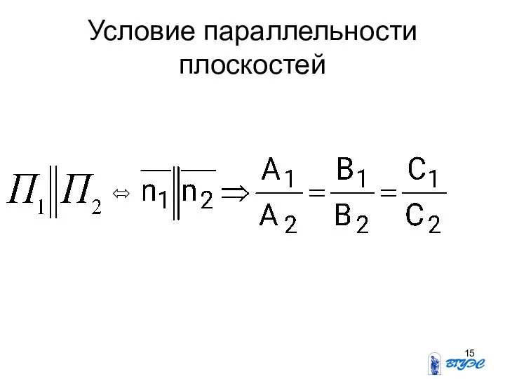 Условие параллельности плоскостей