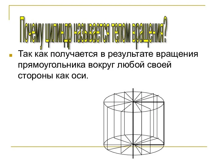 Так как получается в результате вращения прямоугольника вокруг любой своей