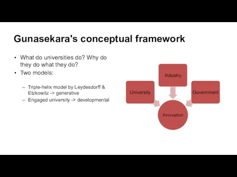 Gunasekara's conceptual framework What do universities do? Why do they