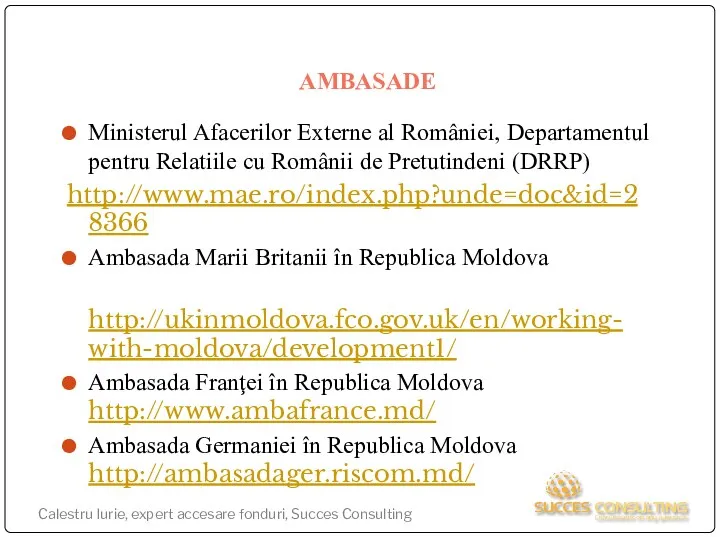 AMBASADE Ministerul Afacerilor Externe al României, Departamentul pentru Relatiile cu