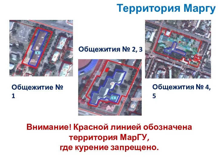 Общежитие № 1 Общежития № 2, 3 Внимание! Красной линией