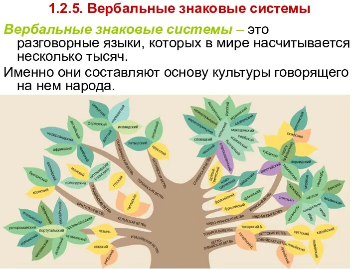 Вербальные знаковые системы – это разговорные языки, которых в мире