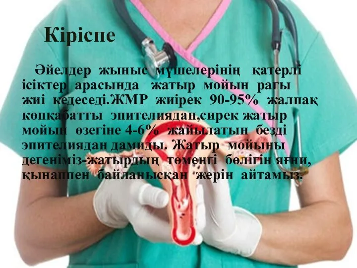 Кіріспе Әйелдер жыныс мүшелерінің қатерлі ісіктер арасында жатыр мойын рагы