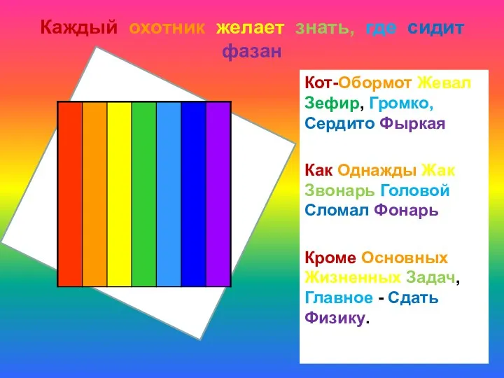 Каждый охотник желает знать, где сидит фазан Кот-Обормот Жевал Зефир,