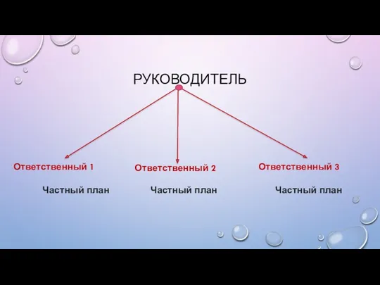 РУКОВОДИТЕЛЬ Ответственный 1 Ответственный 2 Ответственный 3 Частный план Частный план Частный план