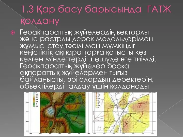 1.3 Қар басу барысында ГАТЖ қолдану Геоақпараттық жүйелердің векторлы және