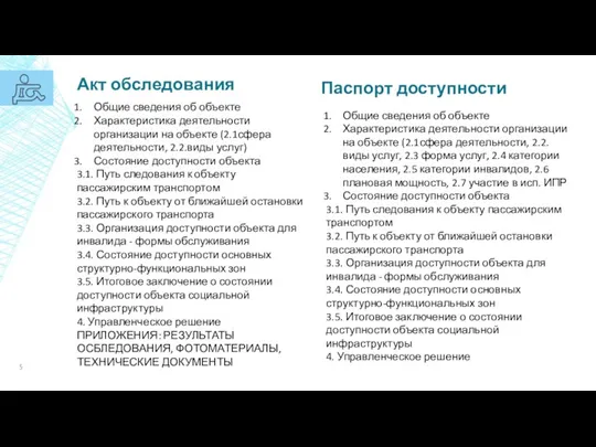 Акт обследования Паспорт доступности Общие сведения об объекте Характеристика деятельности