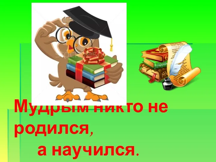 Мудрым никто не родился, а научился.