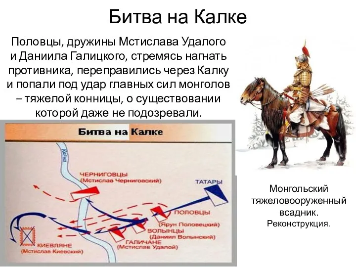 Битва на Калке Половцы, дружины Мстислава Удалого и Даниила Галицкого,