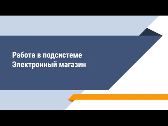 Работа в подсистеме Электронный магазин