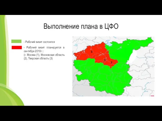 Выполнение плана в ЦФО - Рабочий визит состоялся - Рабочий визит планируется в