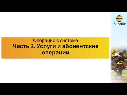 Операции в системе Часть 3. Услуги и абонентские операции