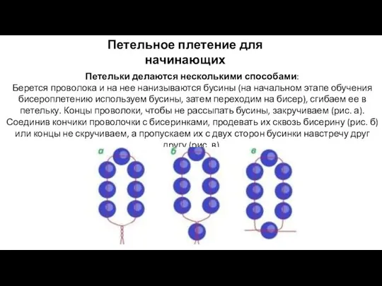 Петельное плетение для начинающих Петельки делаются несколькими способами: Берется проволока