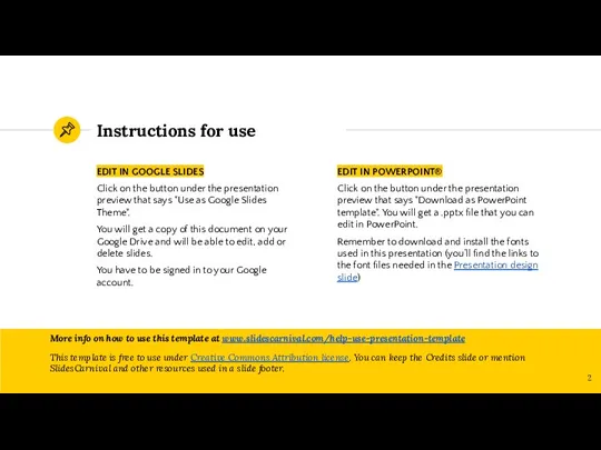 Instructions for use EDIT IN GOOGLE SLIDES Click on the button under the