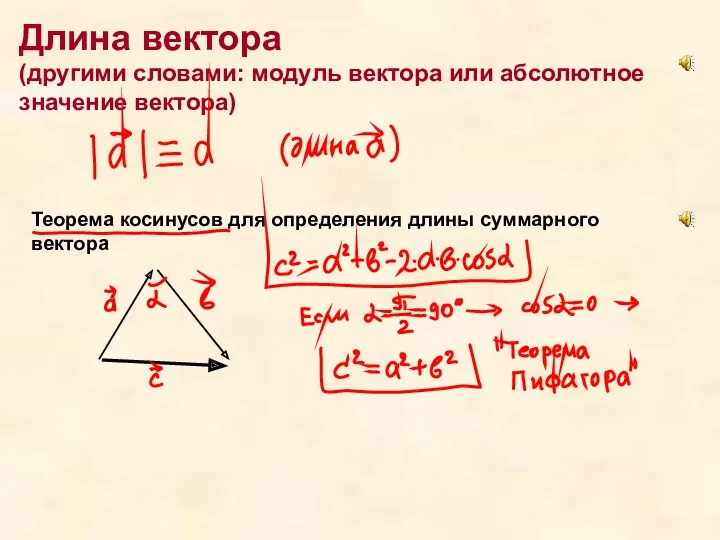 Длина вектора (другими словами: модуль вектора или абсолютное значение вектора)