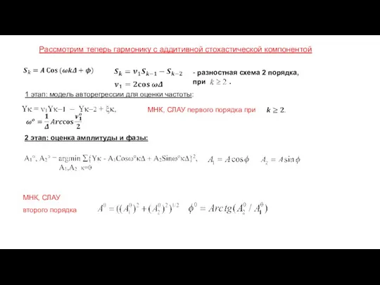 Рассмотрим теперь гармонику с аддитивной стохастической компонентой 1 этап: модель