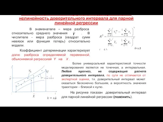 Толкование смысла коэффициента детерминации и нелинейность доверительного интервала для парной