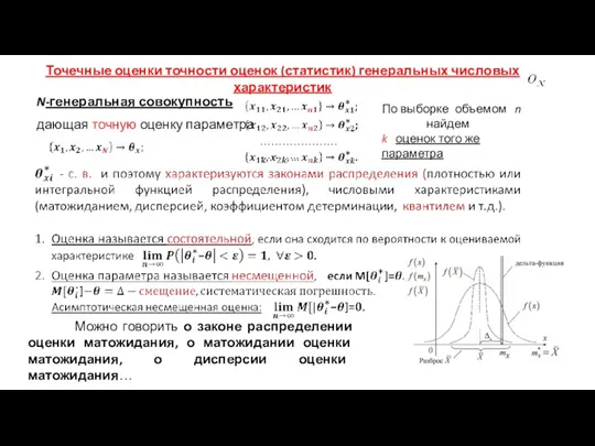 Точечные оценки точности оценок (статистик) генеральных числовых характеристик ………………………….. По