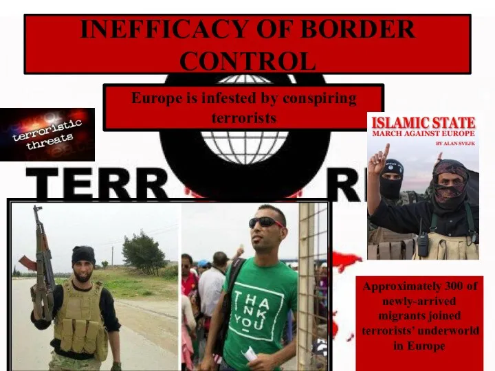 INEFFICACY OF BORDER CONTROL Europe is infested by conspiring terrorists