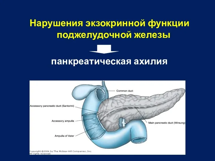 Нарушения экзокринной функции поджелудочной железы панкреатическая ахилия