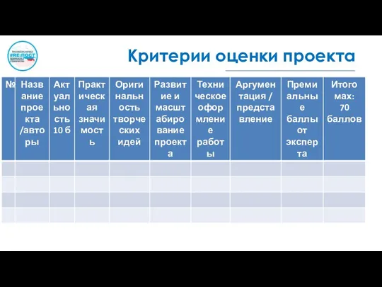 Критерии оценки проекта