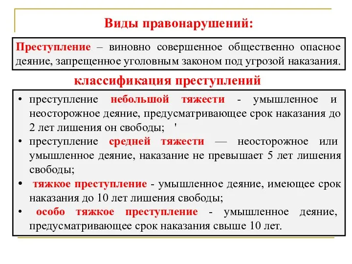 Преступление – виновно совершенное общественно опасное деяние, запрещенное уголовным законом