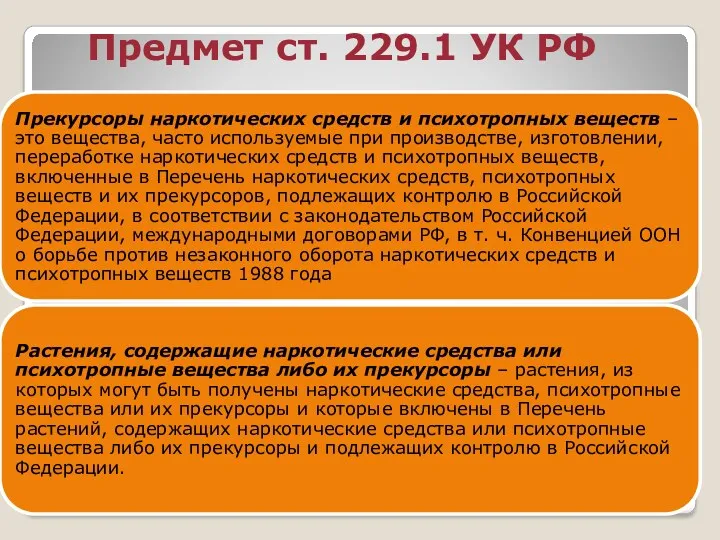 Предмет ст. 229.1 УК РФ