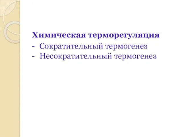 Химическая терморегуляция - Сократительный термогенез - Несократительный термогенез