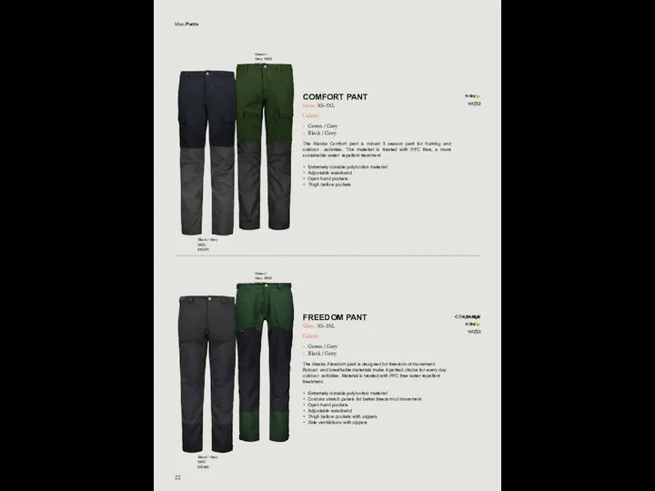 COMFORT PANT Sizes: XS–3XL Colors: » Green / Grey »
