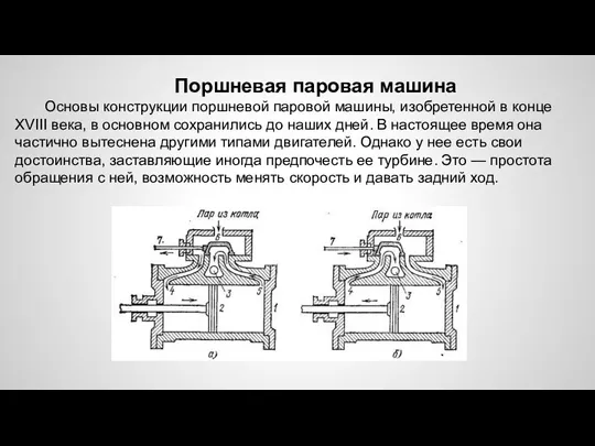 Поршневая паровая машина Основы конструкции поршневой паровой машины, изобретенной в