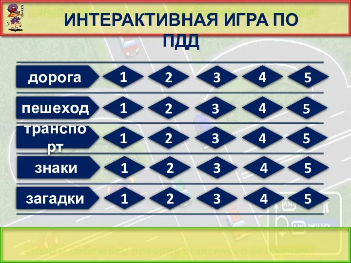 ИНТЕРАКТИВНАЯ ИГРА ПО ПДД дорога пешеход транспорт знаки загадки 1